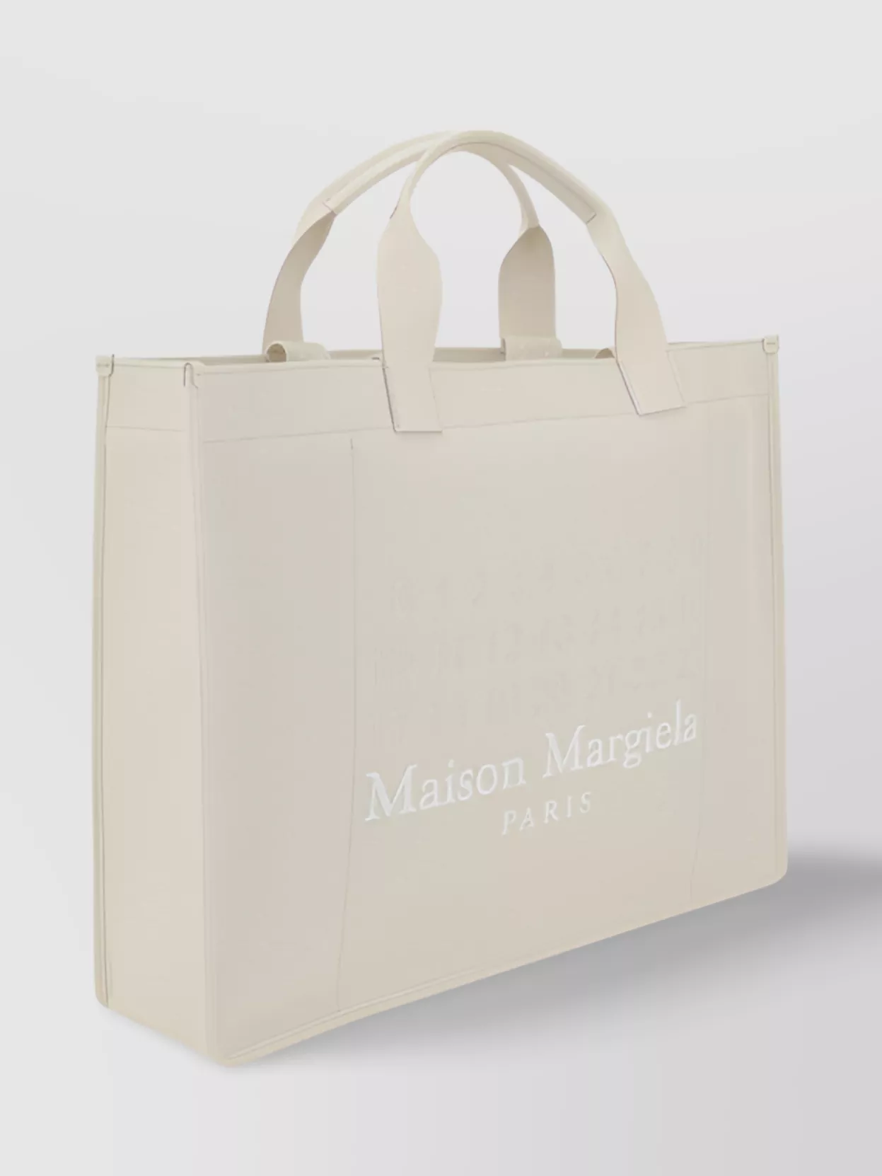 Maison Margiela Cotton Tote Bag Leather Handles In White