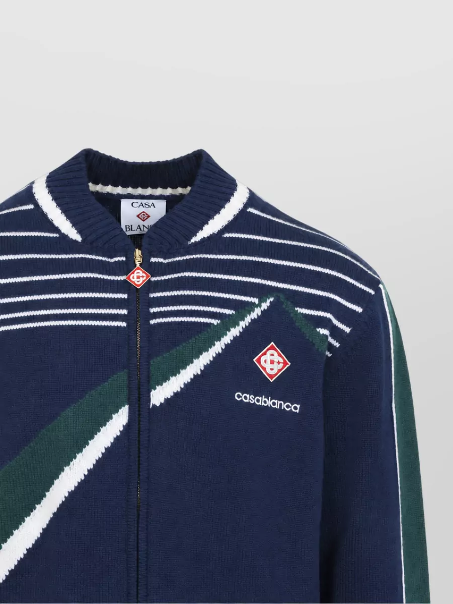 Casablanca Wool jacquard zip-up cardigan