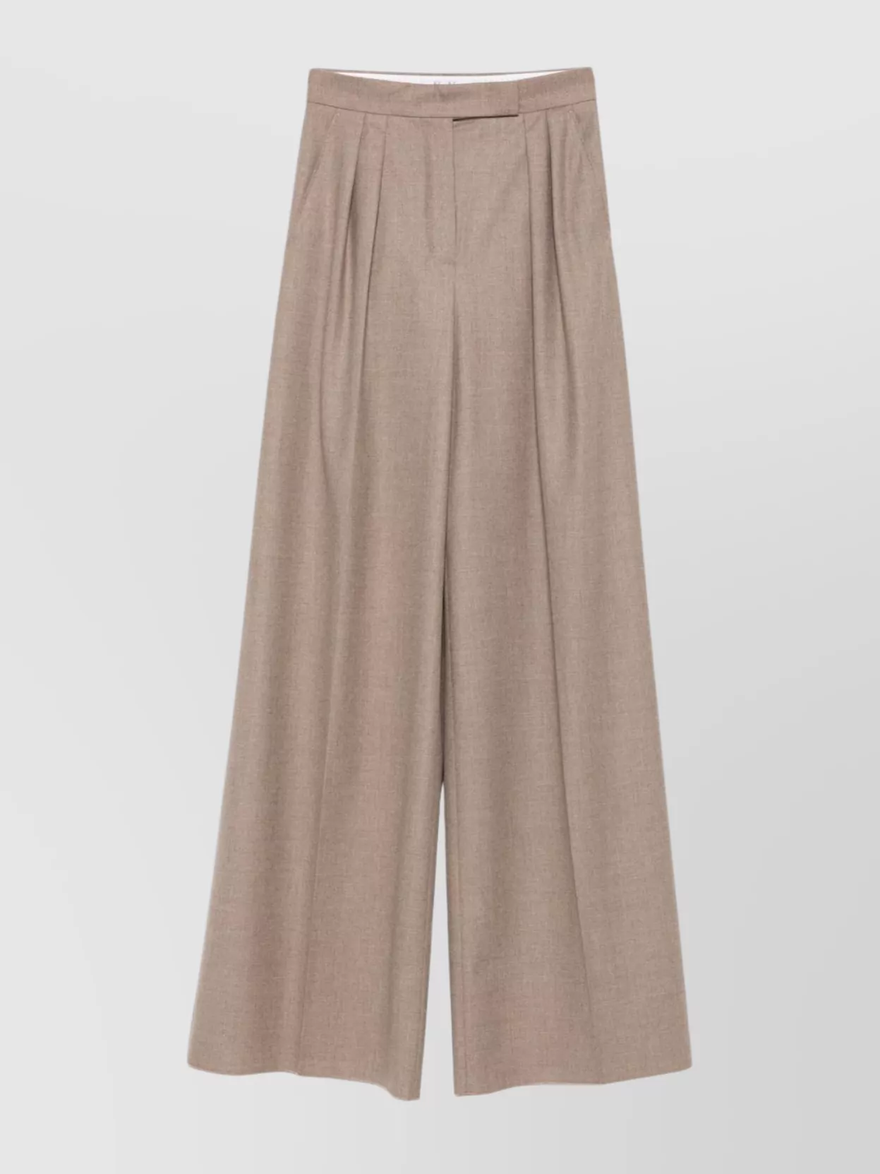 Max Mara High Waist Wide Leg Trousers With Pockets In Neutral