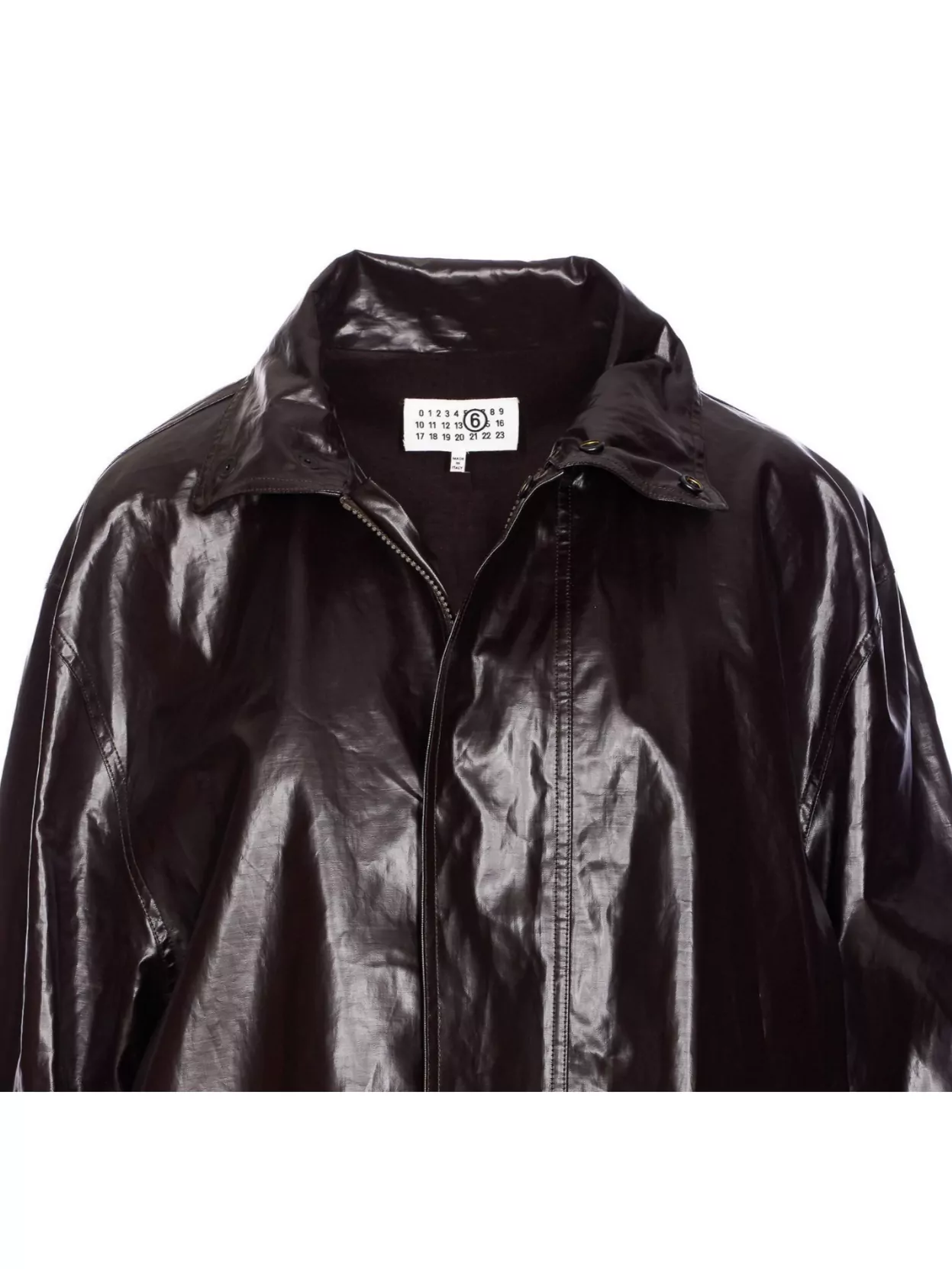 Mm6 Maison Margiela Long Length Shiny Finish Jacket In Brown