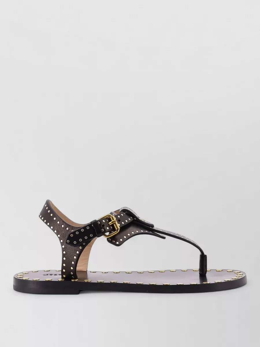 Isabel Marant Joonya Leather Sandals Flat Studded Straps