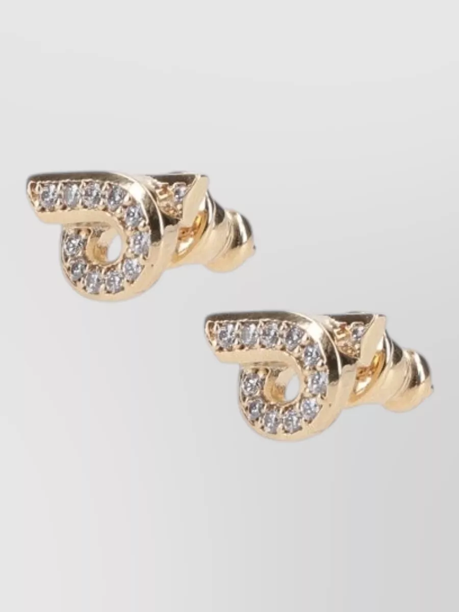 Ferragamo Crystal-Embellished Gancini Stud Earrings
