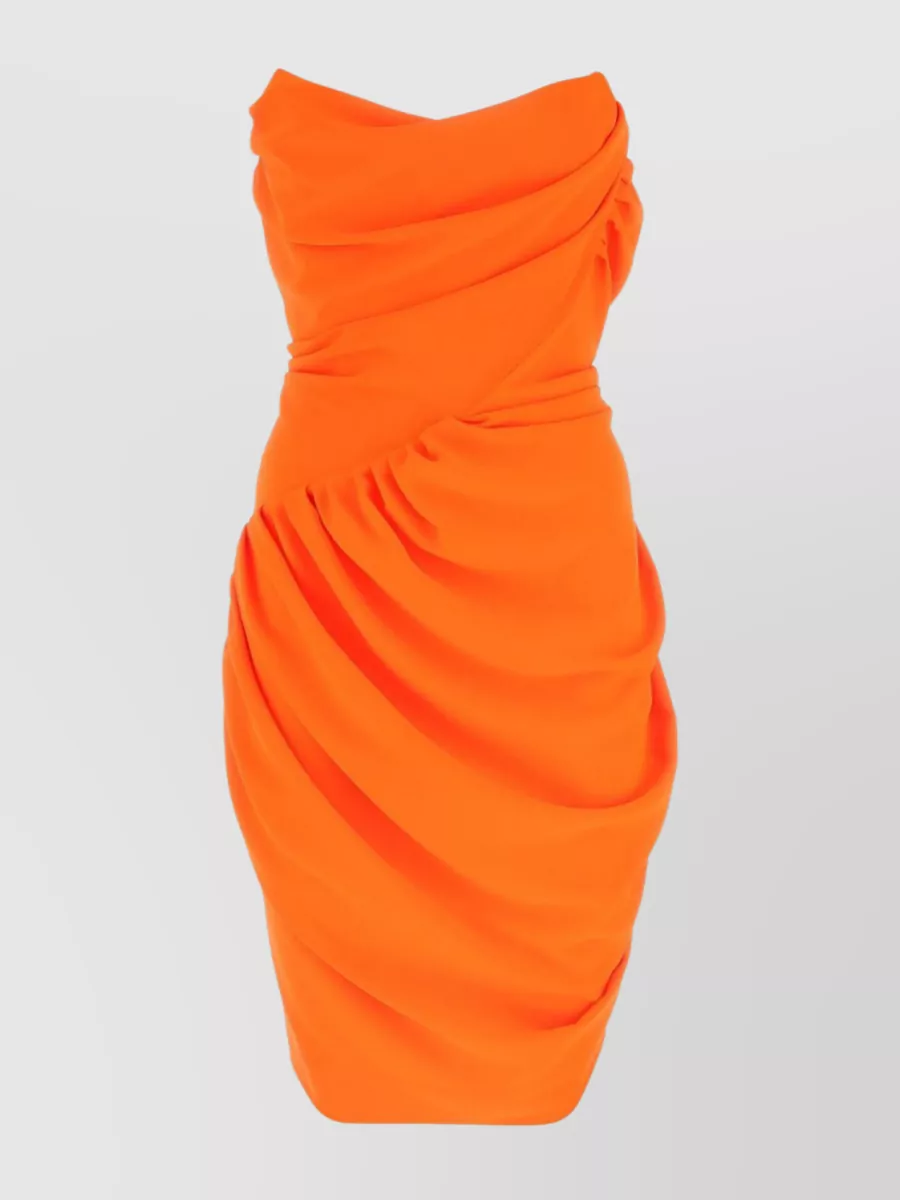 Shop Vivienne Westwood Draped Silhouette Corset Dress In Orange