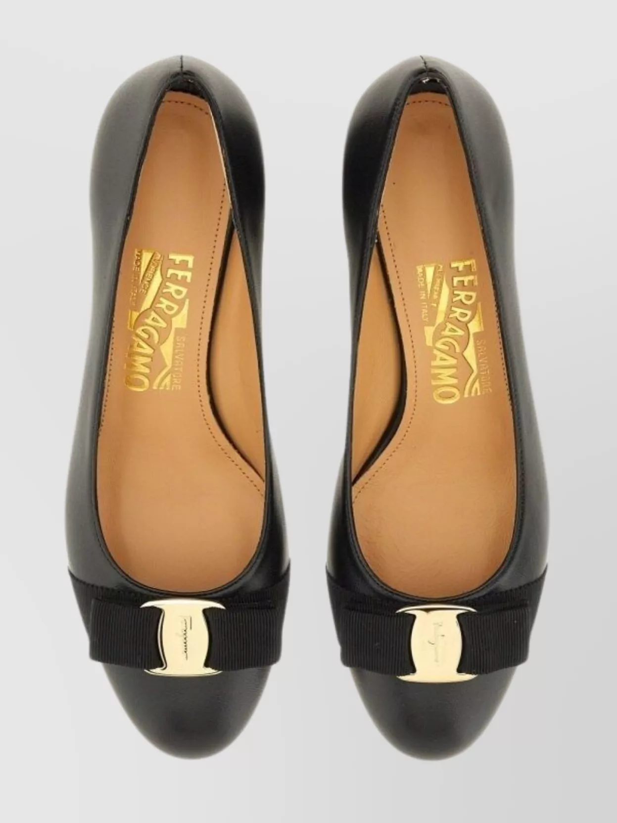 Ferragamo Block Heel Ballerina Shoes With Bow Detail