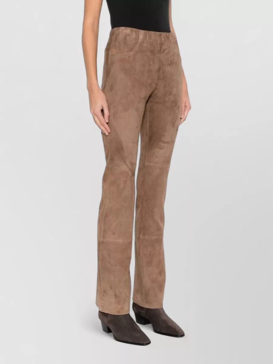 Via Masini 80 Leather Panelled Flared Trousers