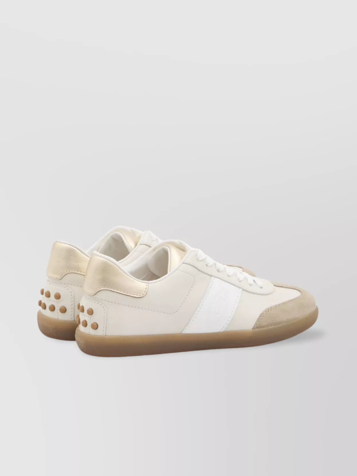 Tod's Leather Sneakers With Golden Heel Detail In White
