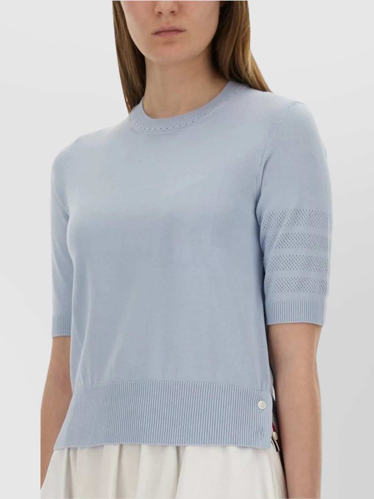 Thom Browne Knitted T-Shirt Featuring 4-Bar Detail