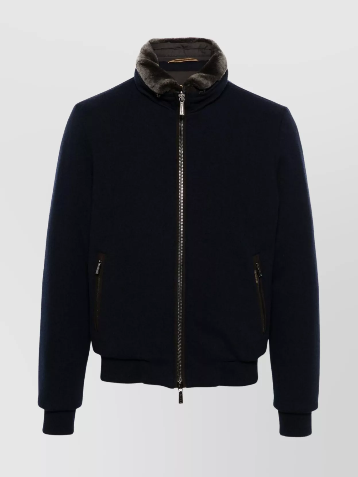 Moorer Bellati Zip Up Jacket With Detachable Collar In Black
