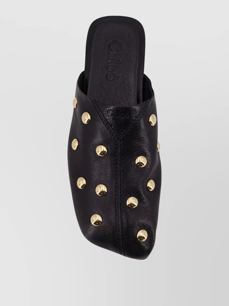 Chloé Rita Leather Sandals Studded Square Toe