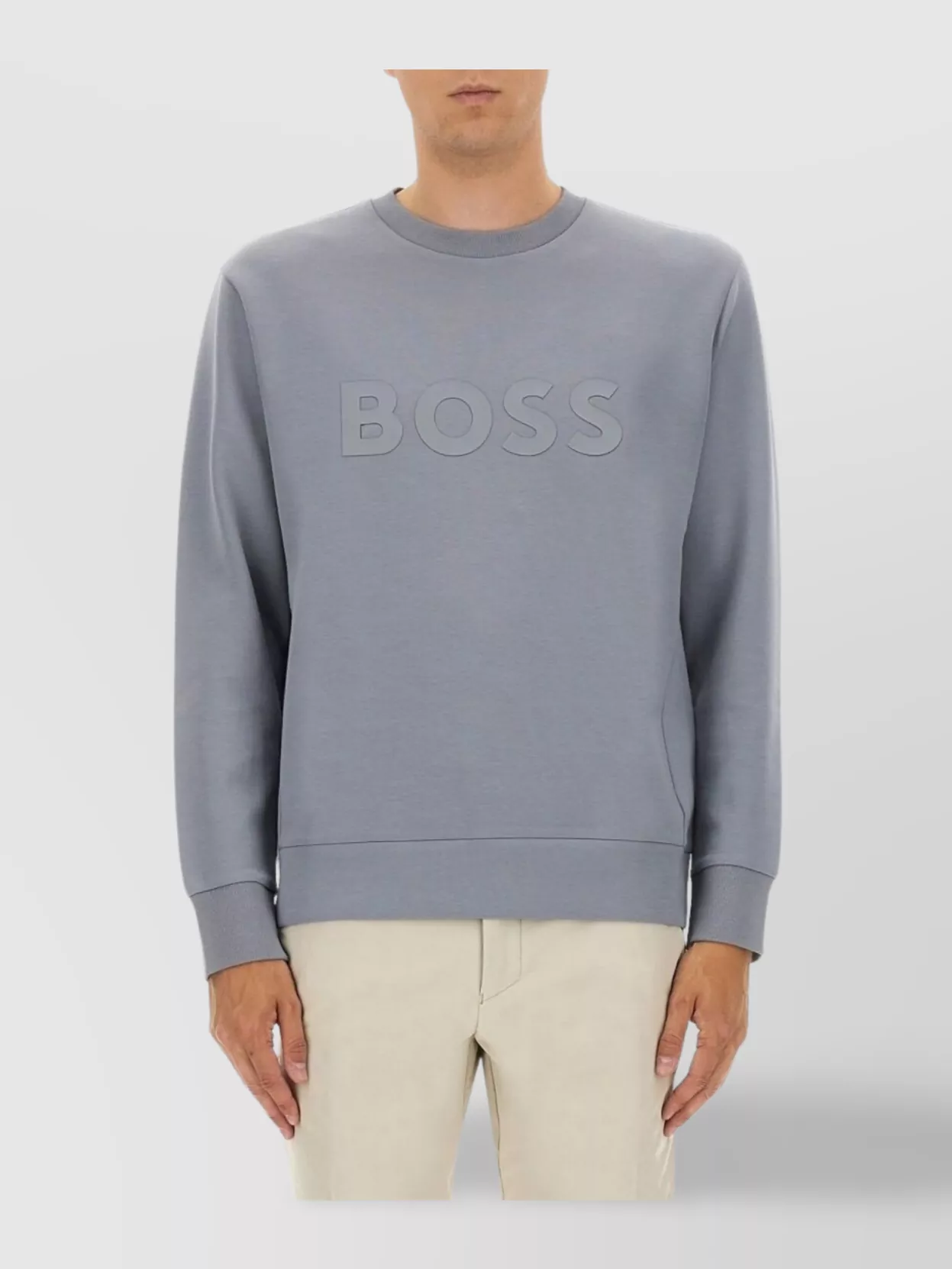 Boss Crew Neck Sweater Ribbed Cuffs