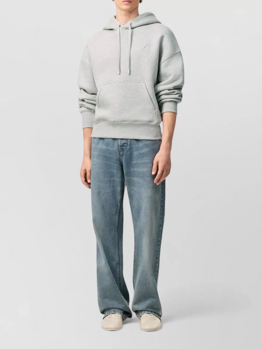 Ami Paris Cotton Logo-Embossed Hoodie