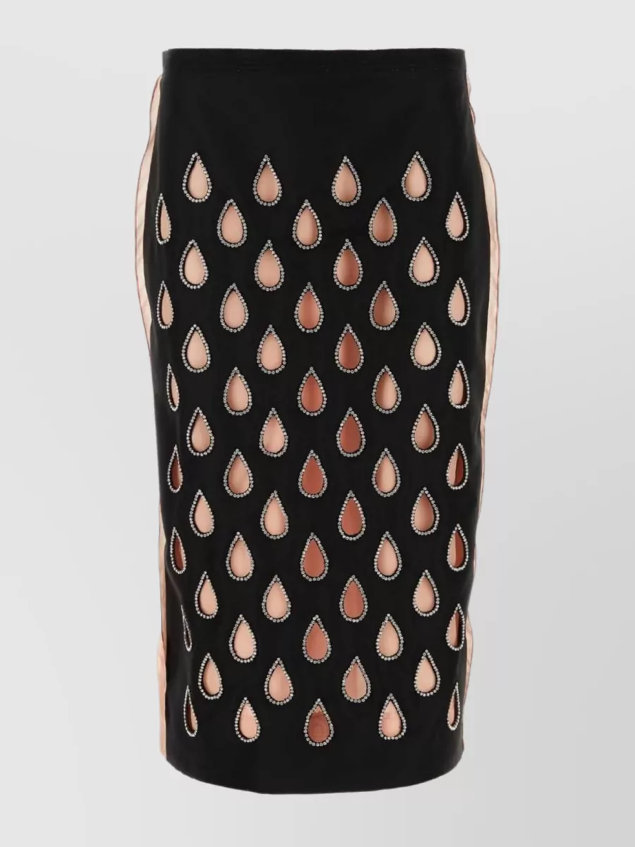 Shop Gucci Striped Silk Knee-length Skirt In Black