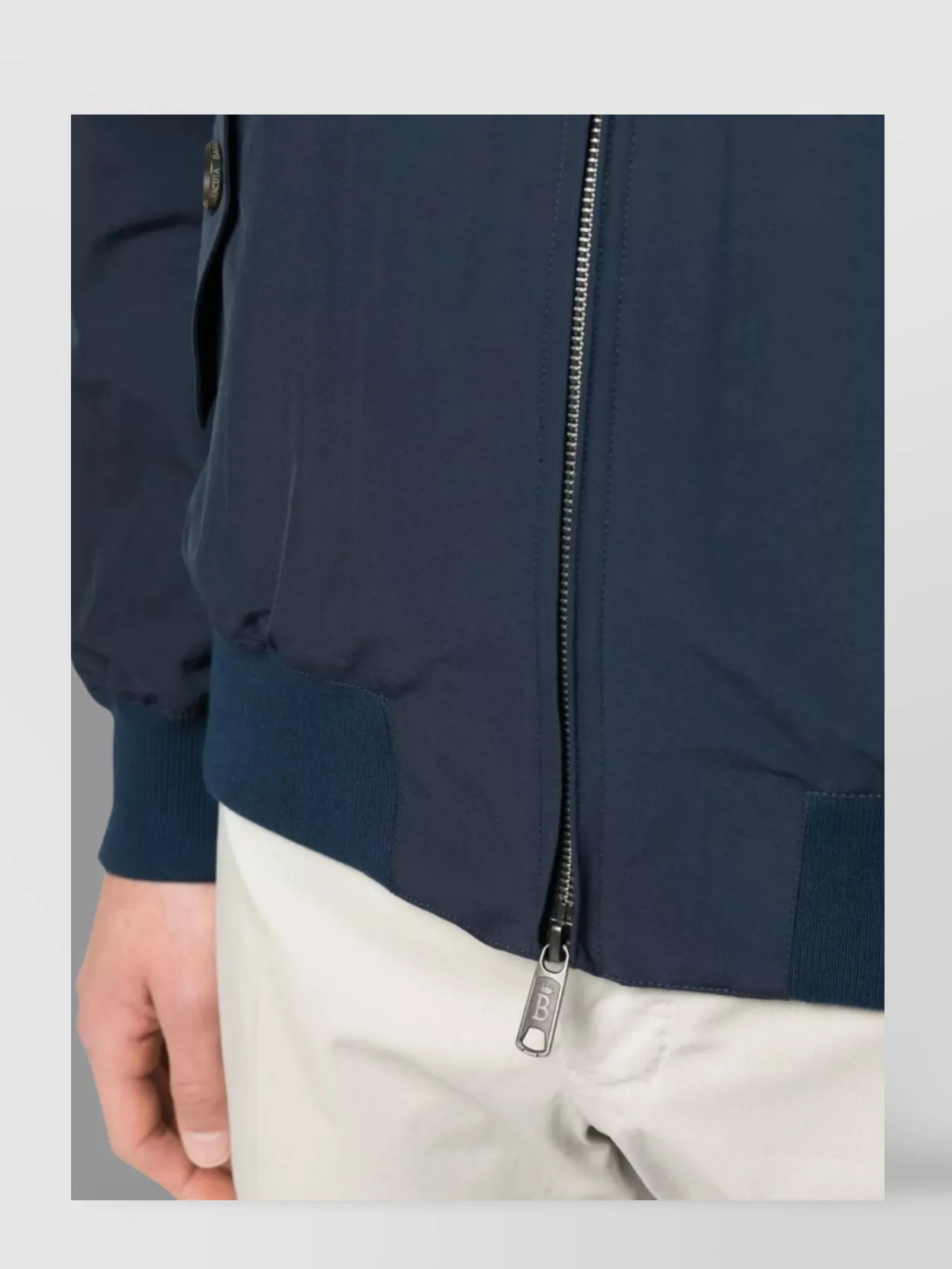 Baracuta High Collar Jacket With Ribbed Cuffs And Hem