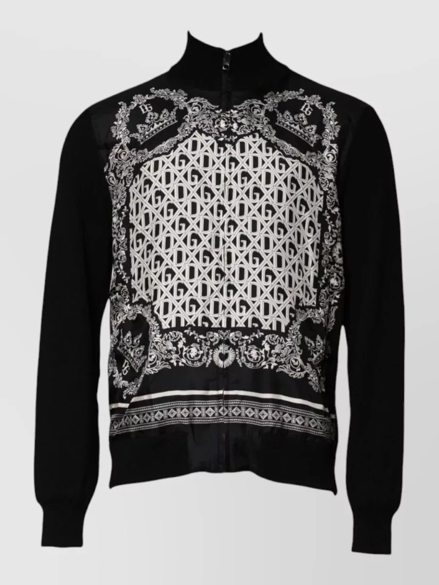 Dolce&Gabbana Cashmere silk bandana print zip up bomber jacket