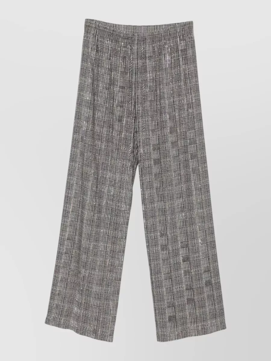 Ermanno Scervino Crystal-Embellished Checked Wide-Leg Trousers