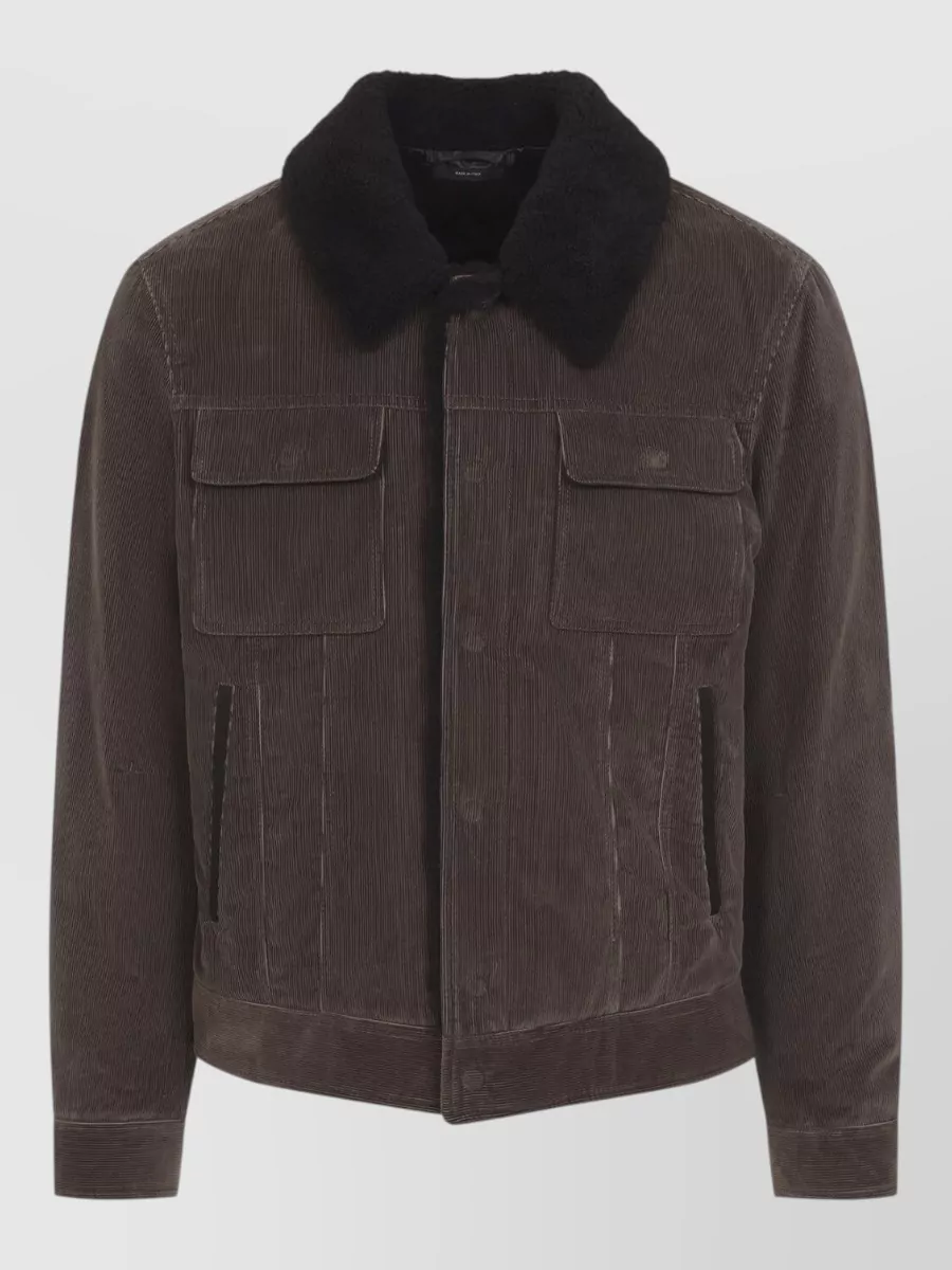 Tom Ford corduroy shearling collar trucker jacket
