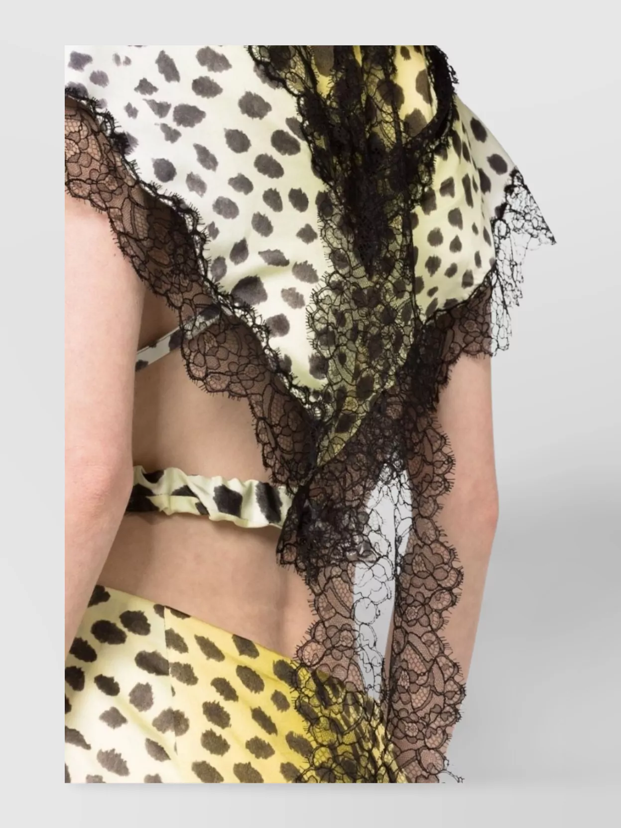 The Attico Lace-Trim Animal Print Minidress With Cap Sleeves