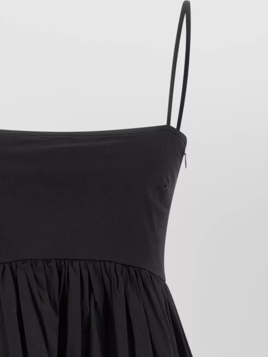 Ganni Mini Dress Frill Flared Skirt Smocked Back