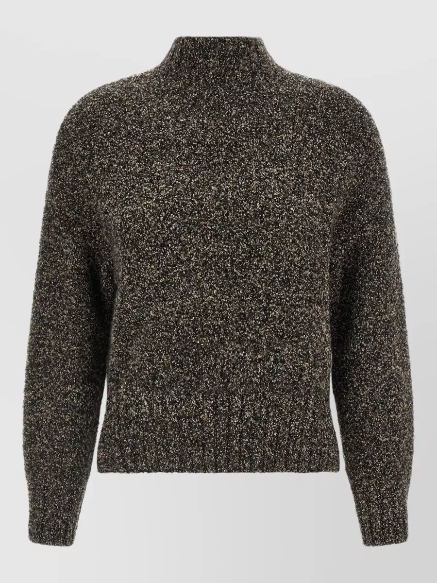 Agnona cashmere silk wool bouclé high neck jumper