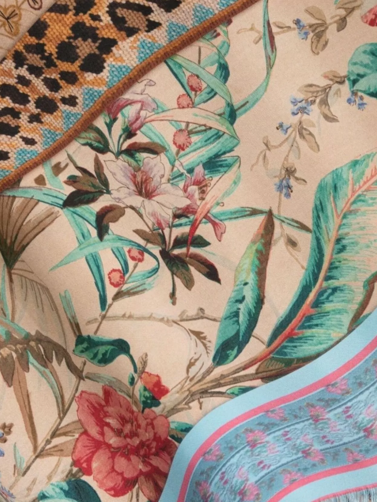 Pierre Louise Mascia Multi Pattern Floral And Animal Print Scarf