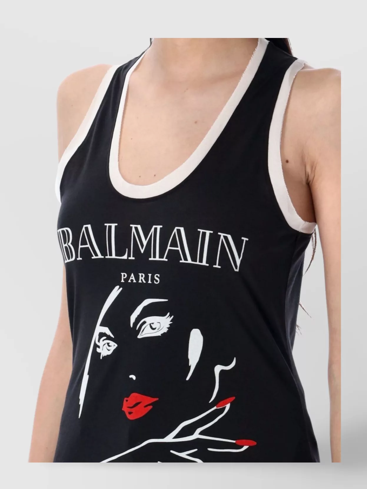 Shop Balmain Printed Top Chiffon Trim