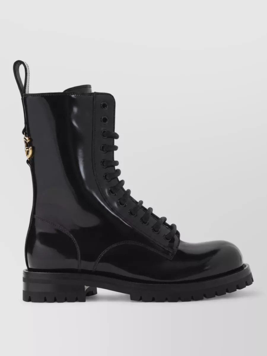 Dolce&Gabbana Leather Combat Lace-Up Boots
