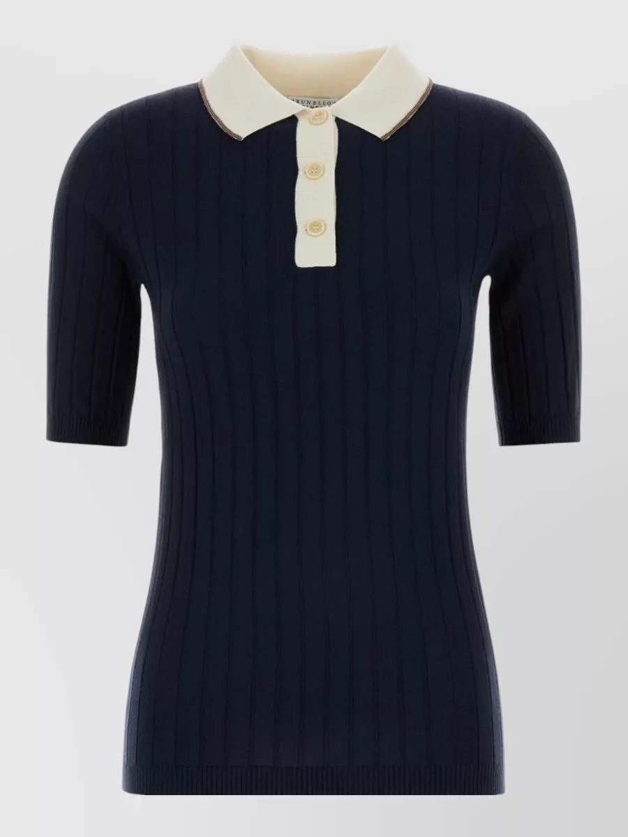 Brunello Cucinelli Ribbed slim-fit short-sleeve polo shirt