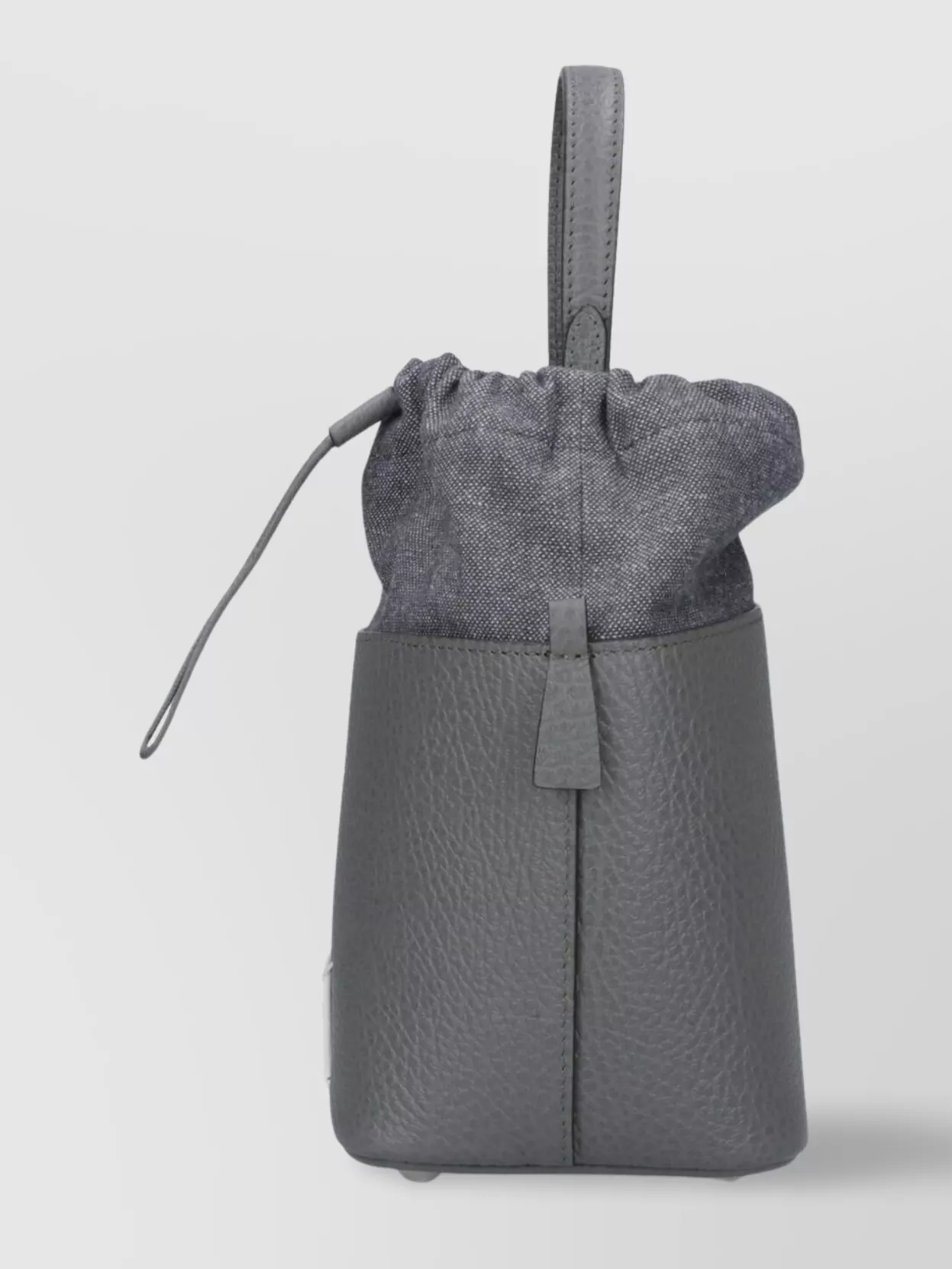 Maison Margiela Leather Bucket Bag With Top Handle And Adjustable Strap