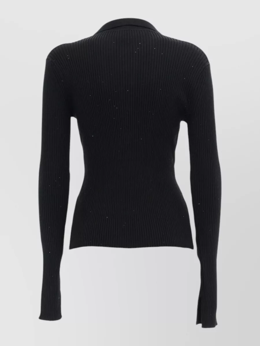 Ganni Slim-Fit Wool Polo Cardigan