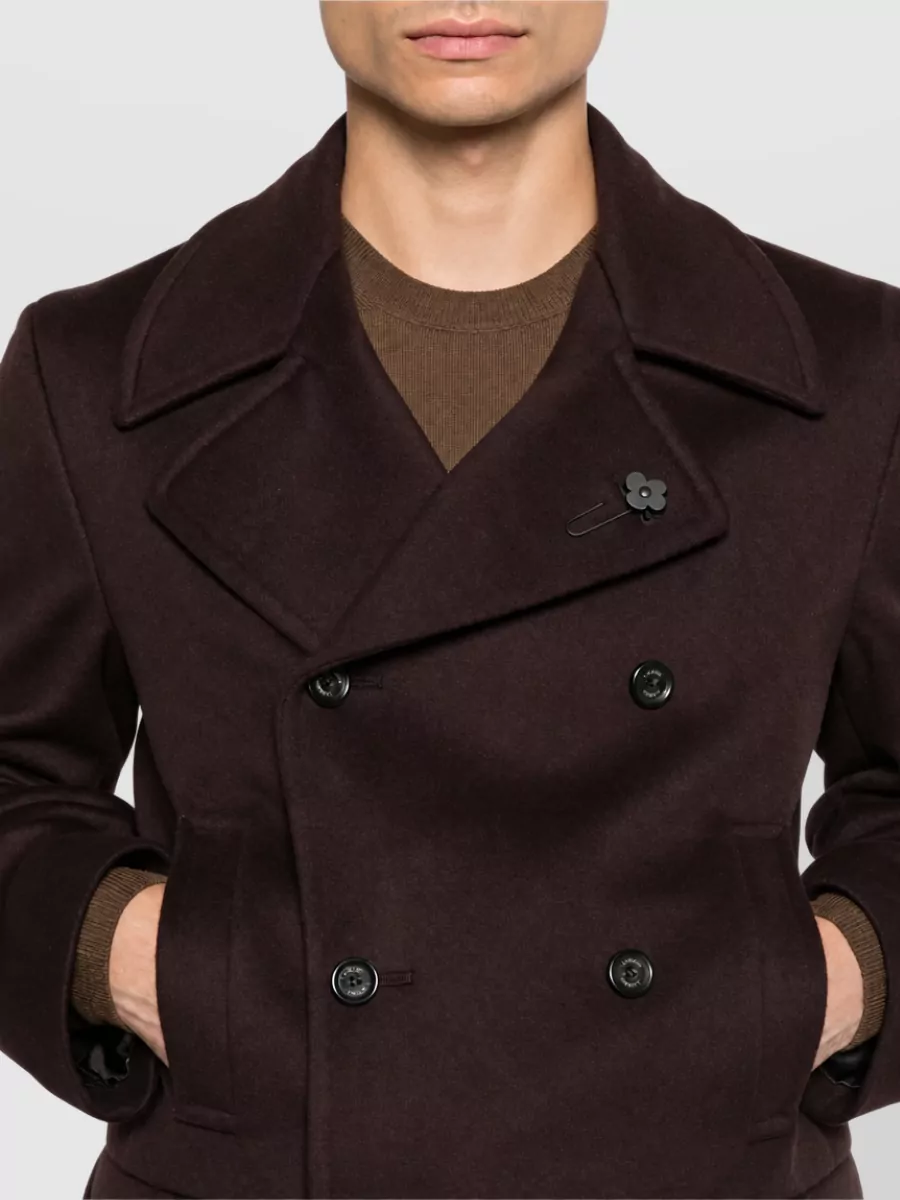 Lardini Felted Double-Breasted Peacoat