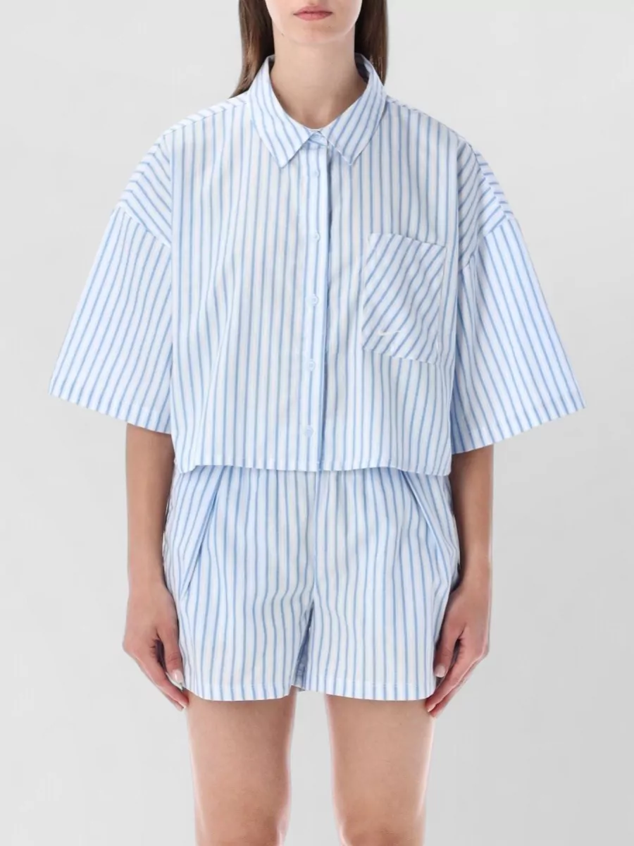 Nike striped cotton oversized cropped shirt