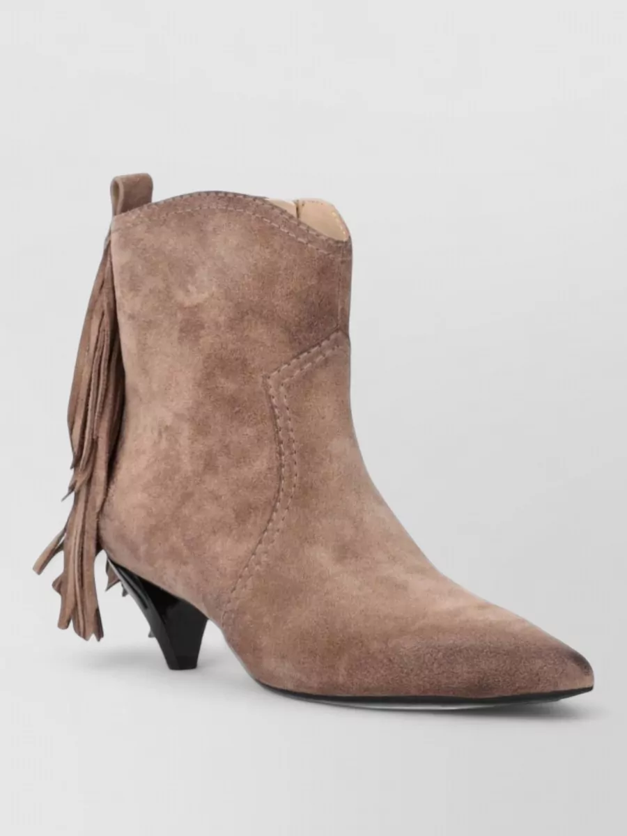 Pinko suede leather fringed ankle boots