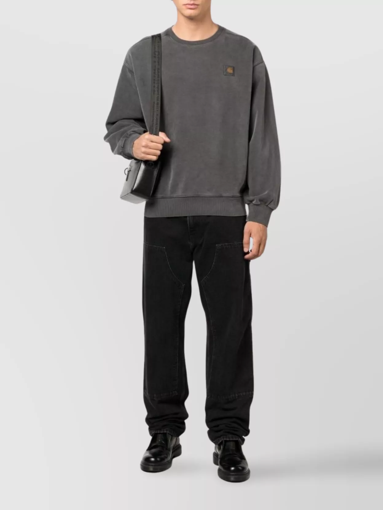 Carhartt Straight Leg Denim Trousers Pockets In Black