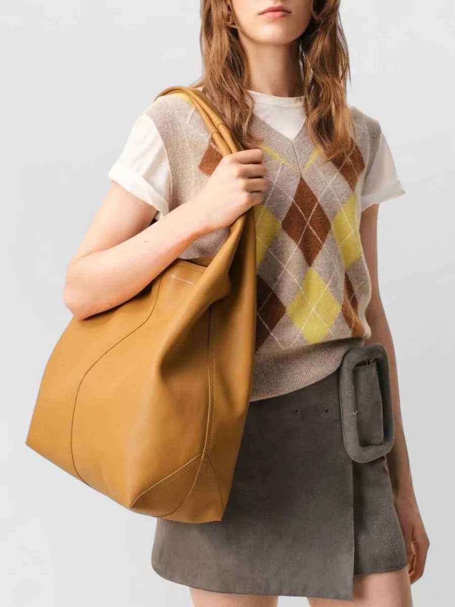 Ami Paris Shoulder Bag Honey Leather Argyle Buckle