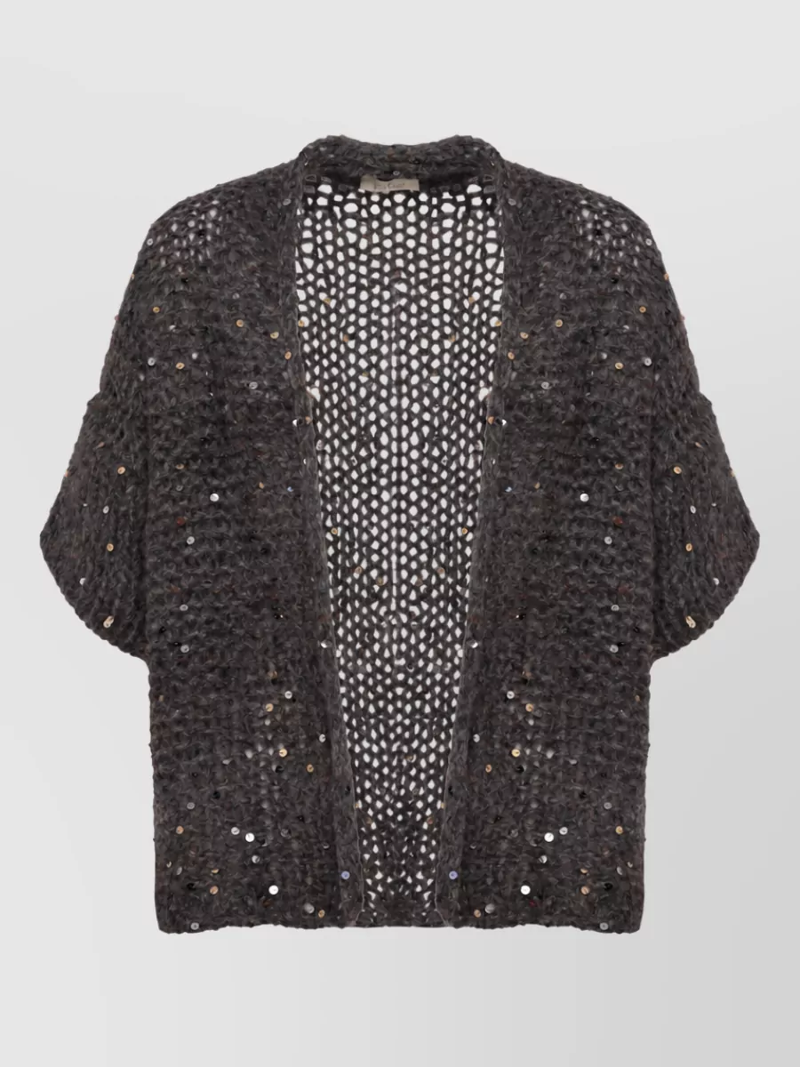 Panicale mohair alpaca short-sleeve cardigan