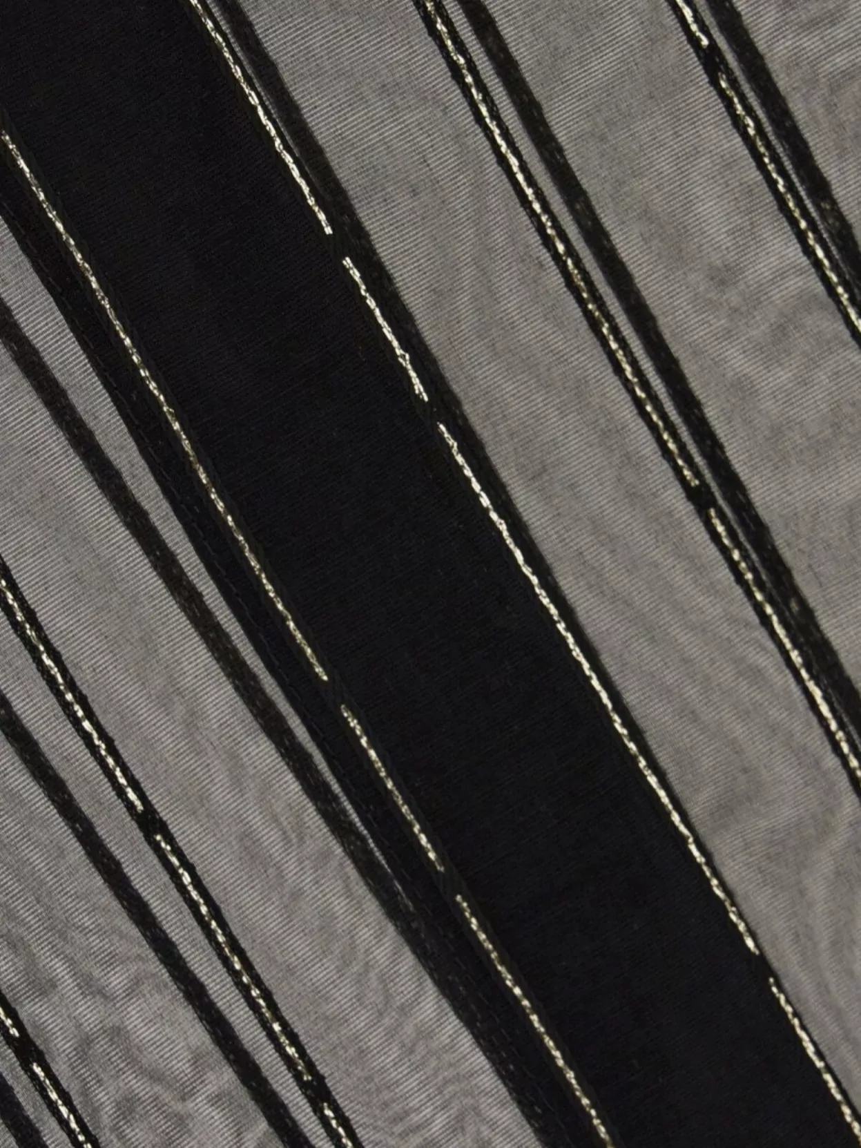Genny Striped Sheer Blouse Puff Sleeves In Black