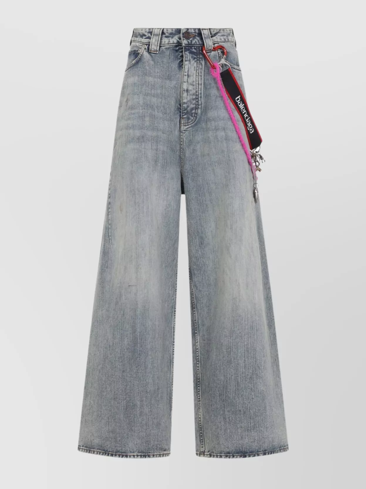 Balenciaga Wide-leg High Waist Jeans With Unique Accessory Chain