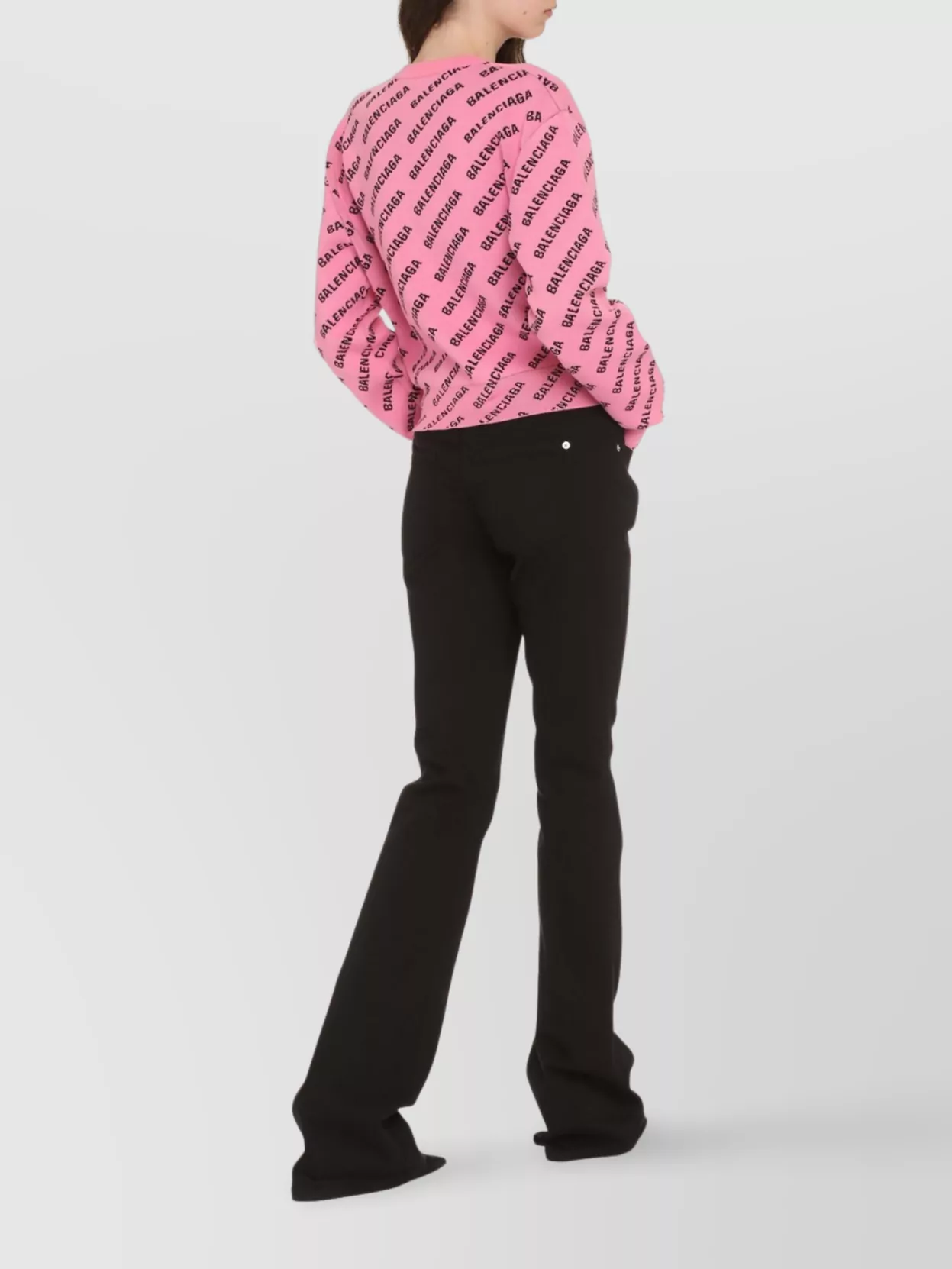 Balenciaga Crew-Neck Ribbed Sweater Long Sleeves