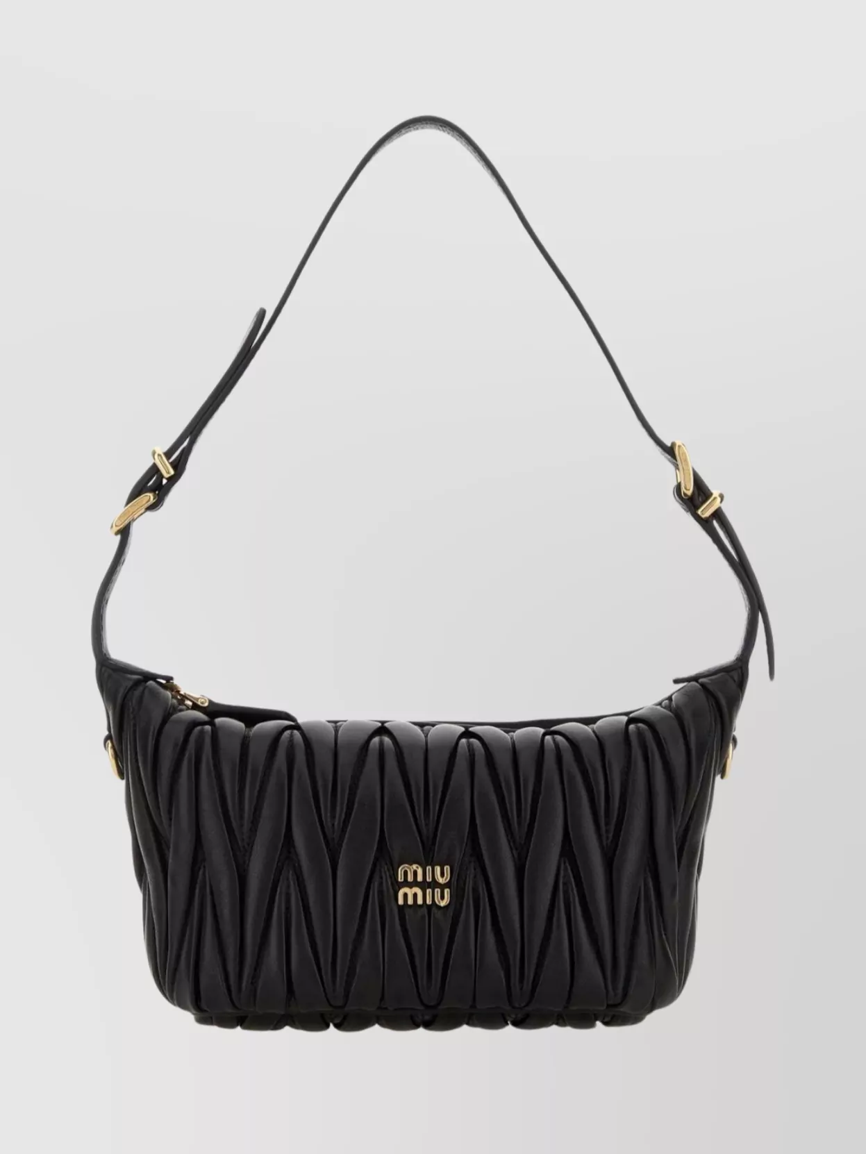 Miu Miu Quilted Leather Handbag Adjustable Strap In Black