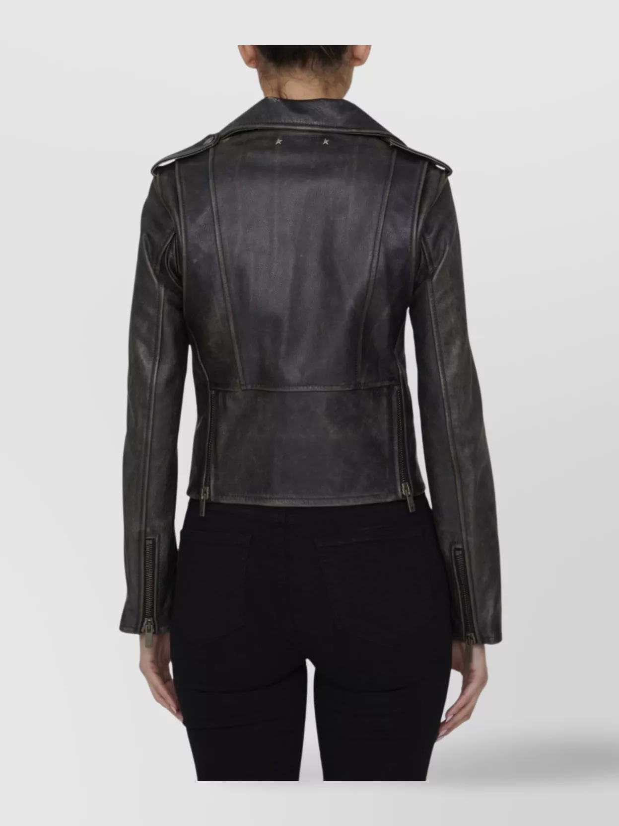 Golden Goose Leather Jacket With Adjustable Buckle Belt
