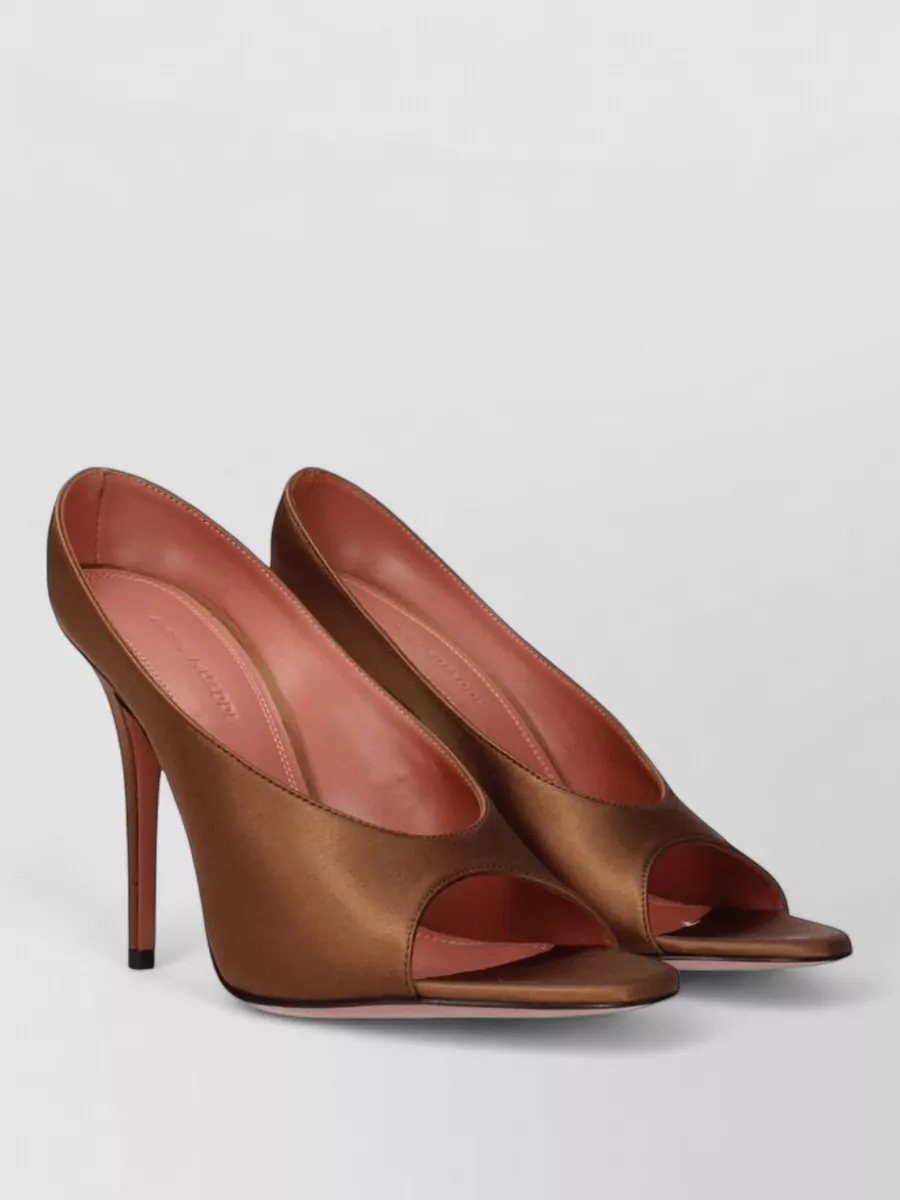 Amina Muaddi satin high heel mules