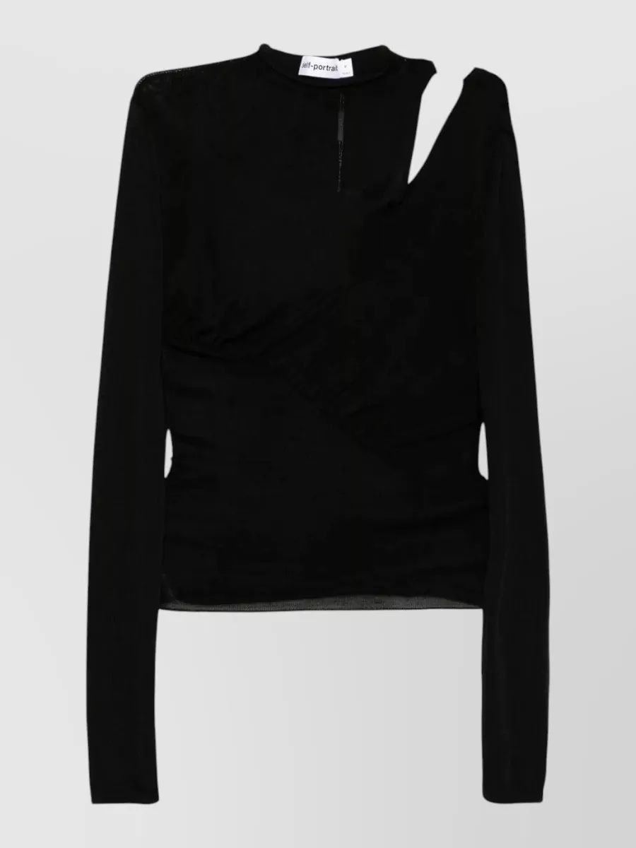 Self-Portrait Viscose High-Neck Cutout Blouse
