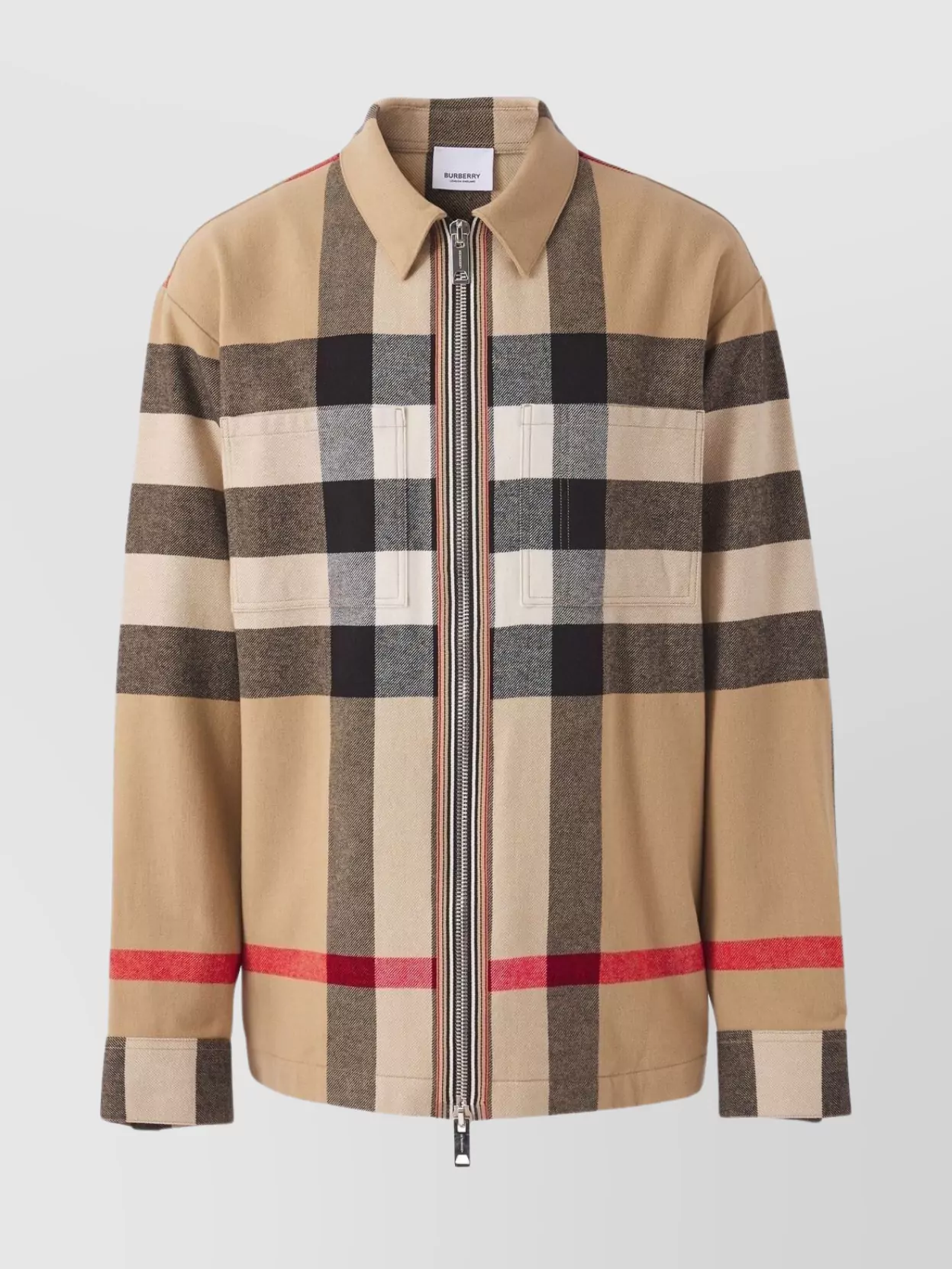 Shop Burberry Wool Cotton Check Overshirt In Brown