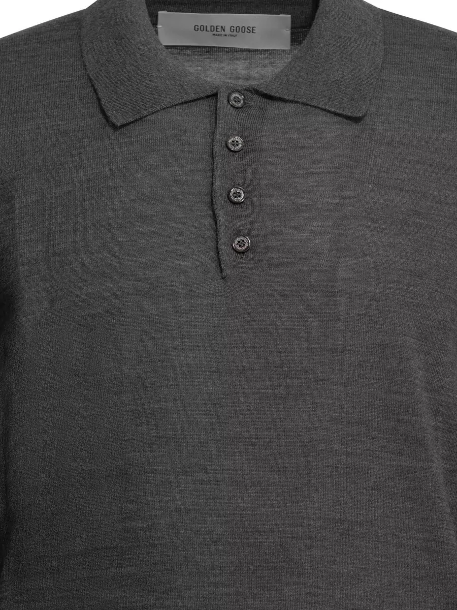 Golden Goose Wool Long-Sleeve Polo Shirt