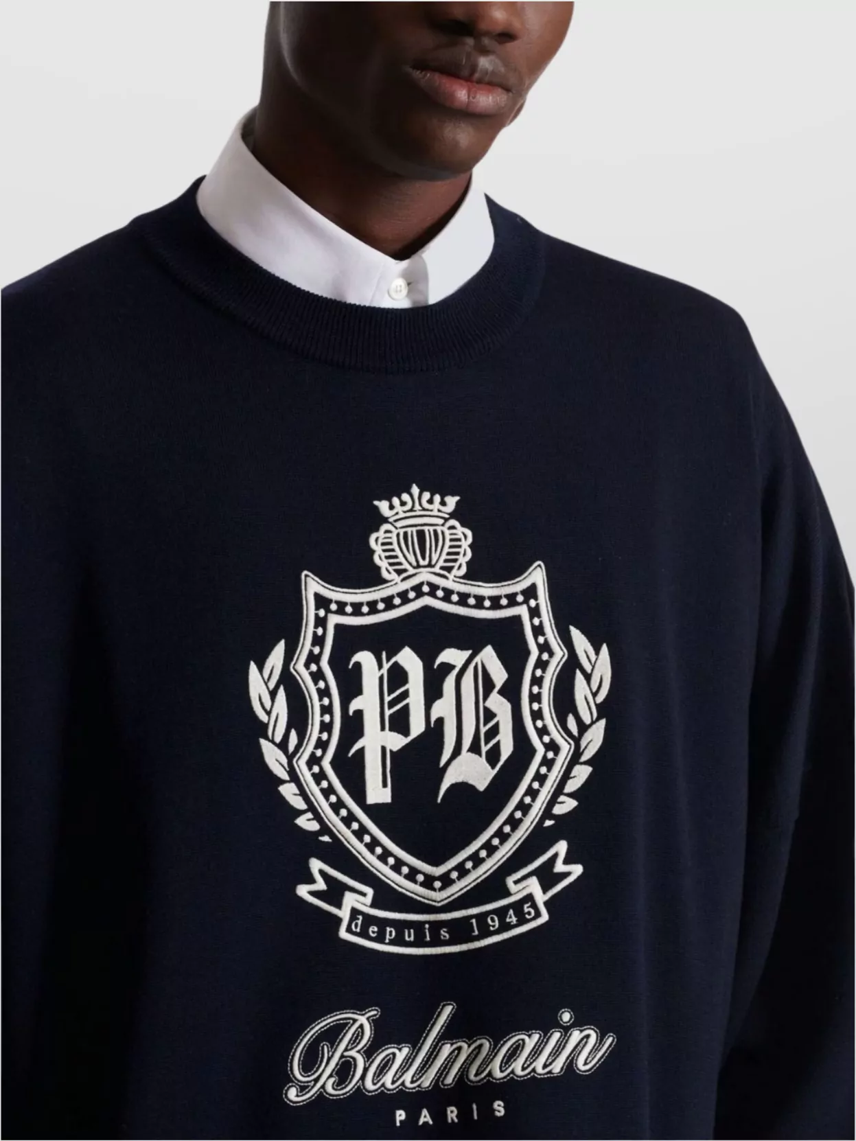 Balmain Logo Knit Crew Neck Sweater