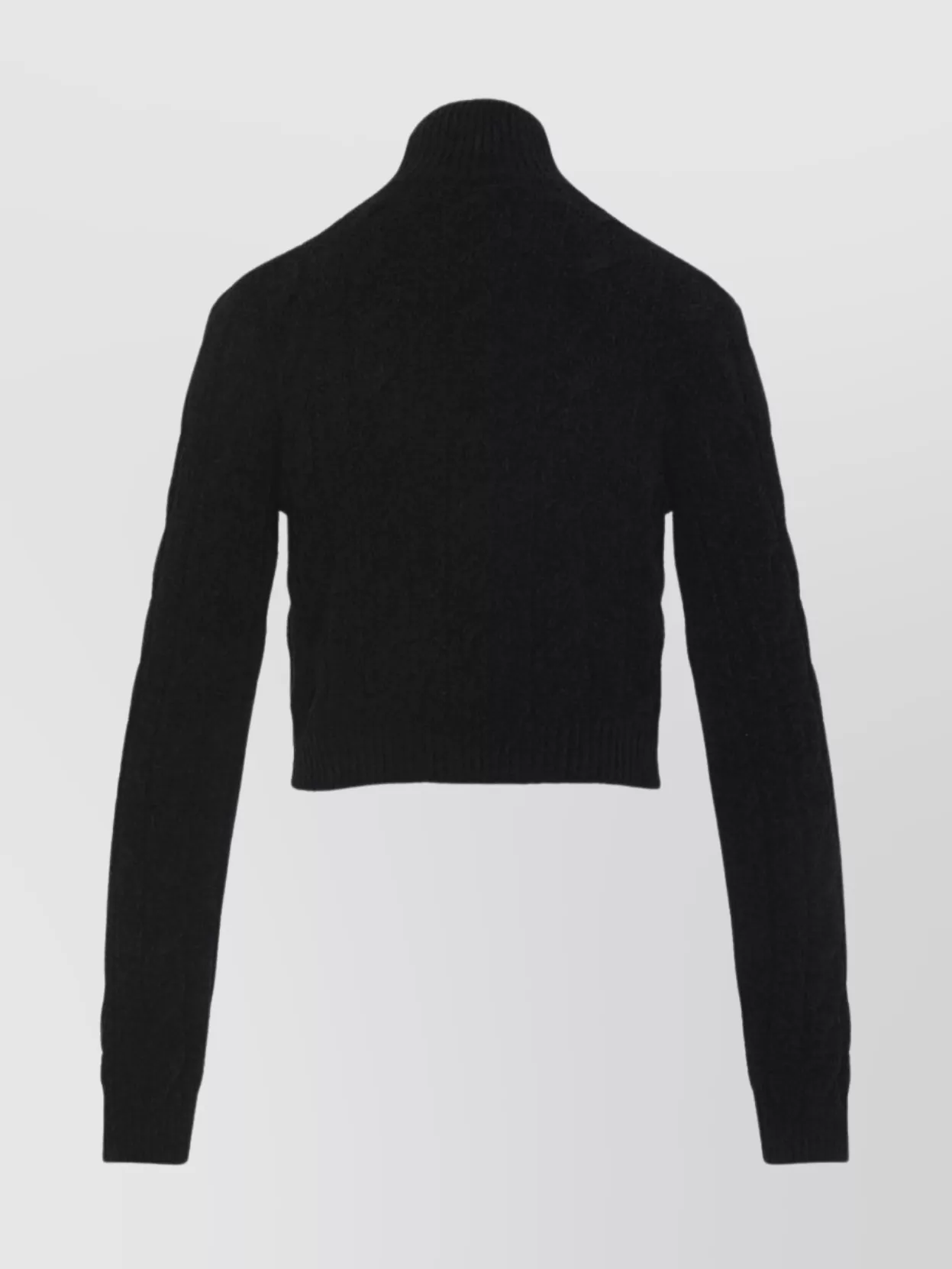 Ralph Lauren Cropped Turtleneck Long Sleeve Knit Sweater In Black