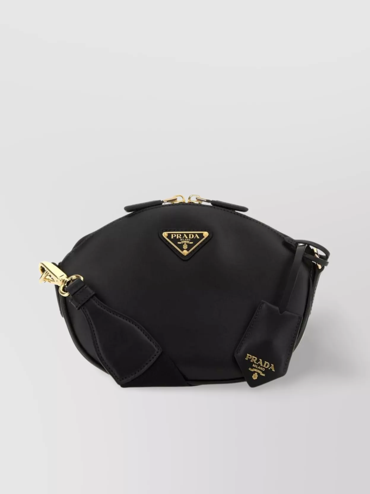 Shop Prada Leather Crossbody With Gold-tone Accents In Black