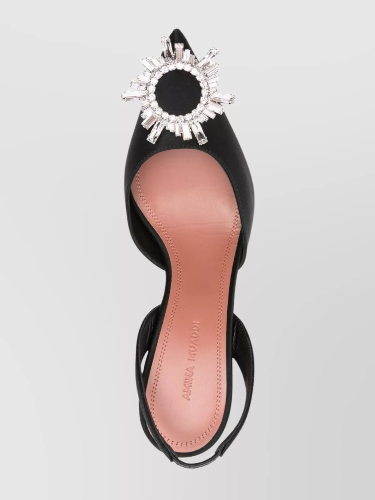 Amina Muaddi Satin Slingback Pumps Embellished Detail