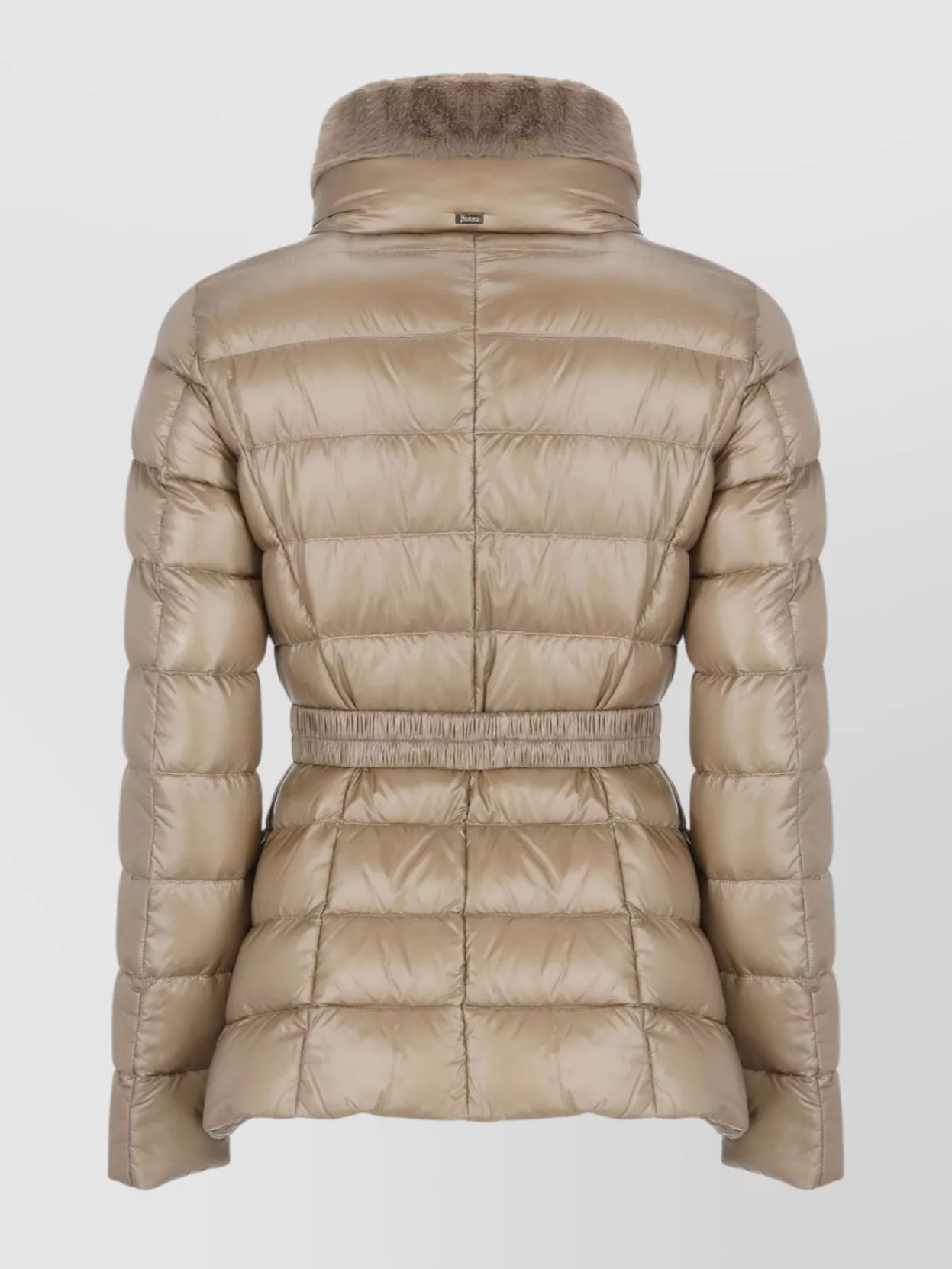 Herno Padded Quilted Down Jacket With Fur Trim In Brown