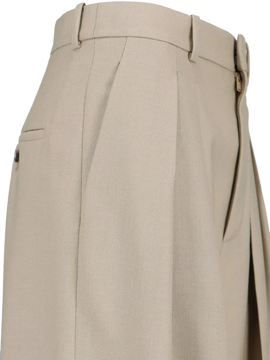 Saint Laurent Virgin Wool And Silk High-Rise Wide-Leg Pleated Tailored Trousers
